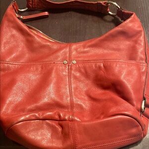 Tignanello Red Leather Hobo with Curved Strap